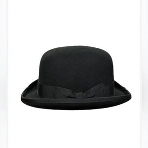 $ 195 La Perla Black Label Black Women Bowler Hat  Felt 100% Lana Wool Size M